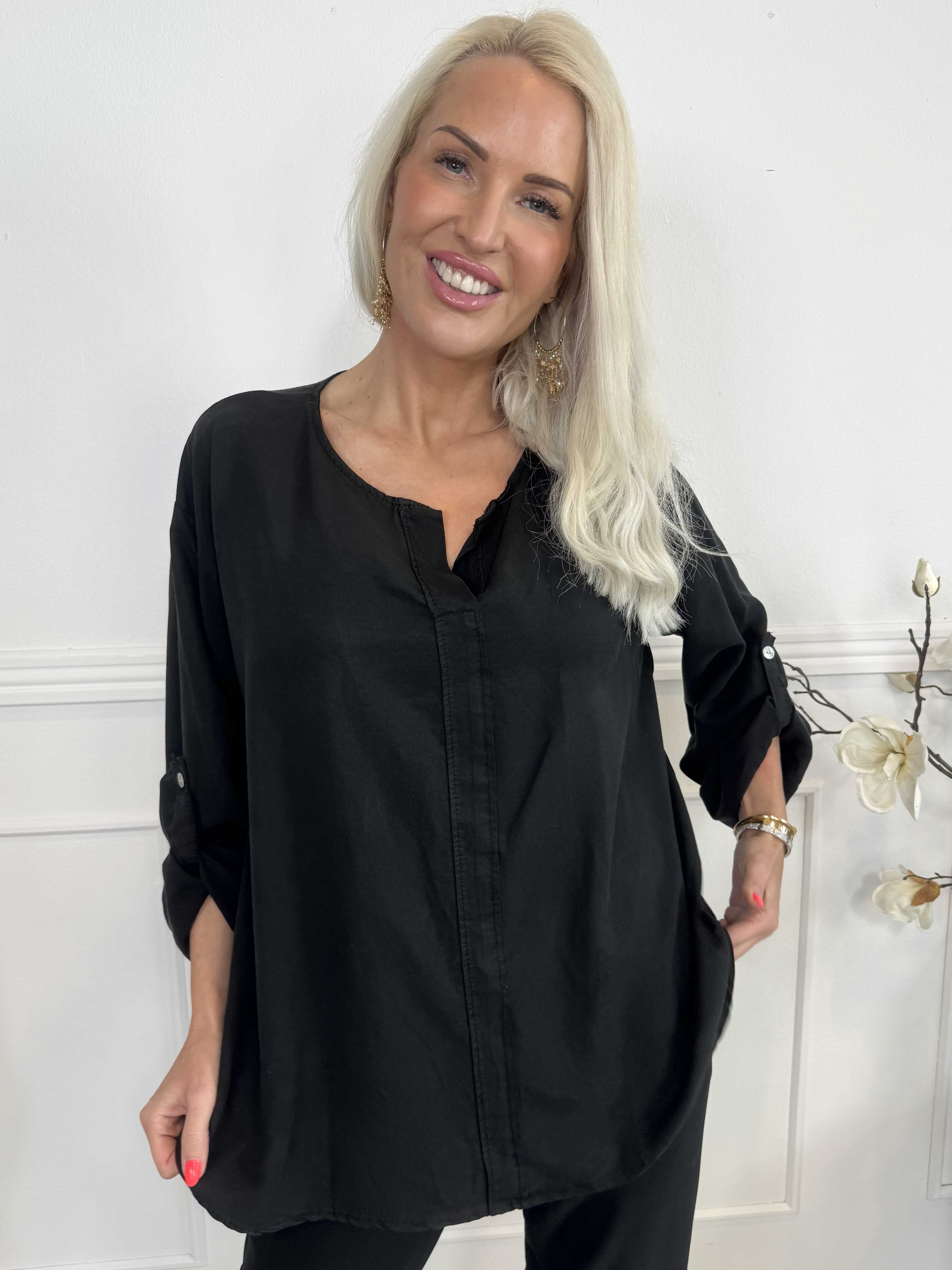 Emelda - Let plain skjorte lavet i lyocell